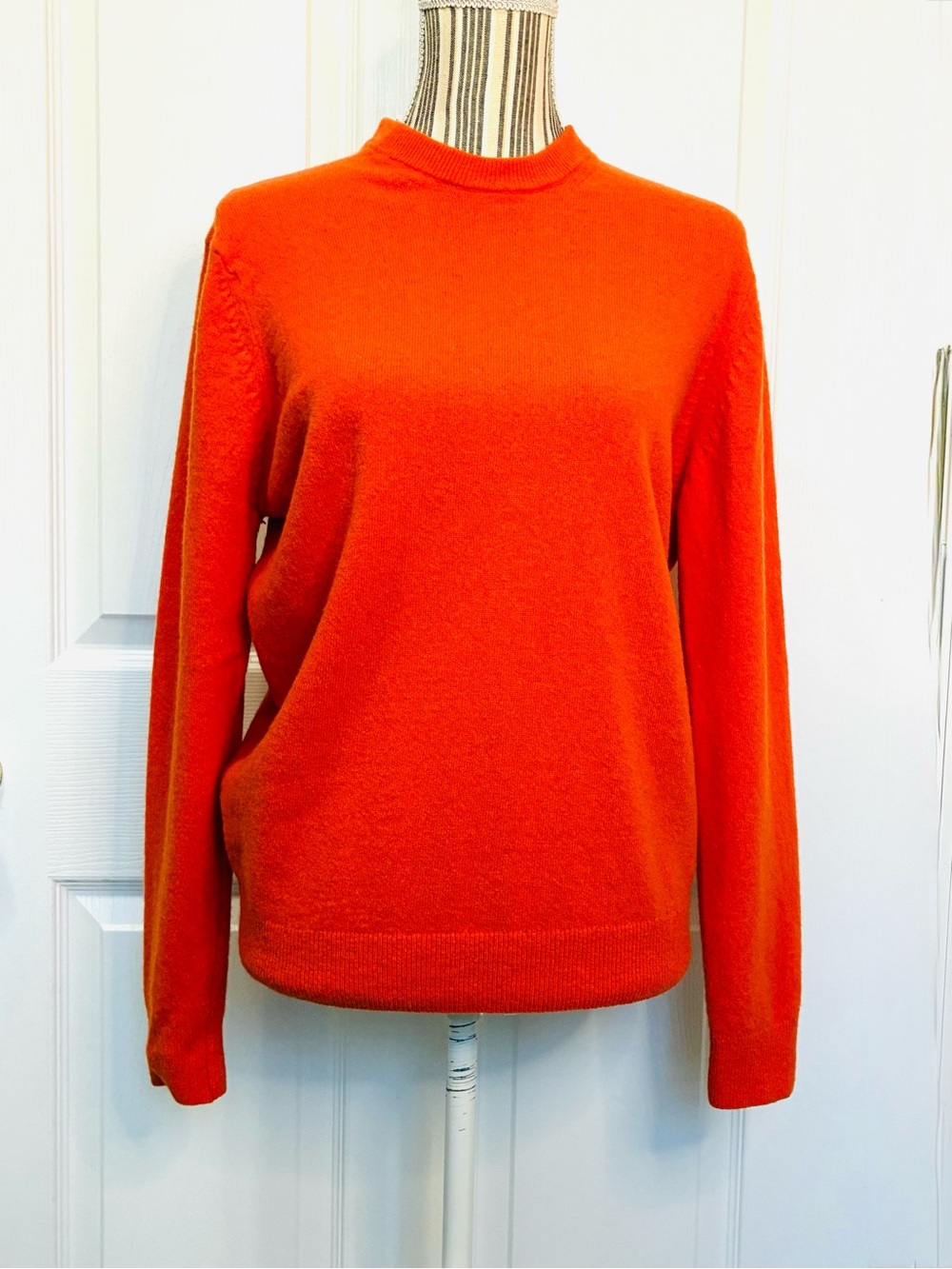 Zara Wool Blend Sweater Womens Medium Orange Crew Neck Fall Autumn